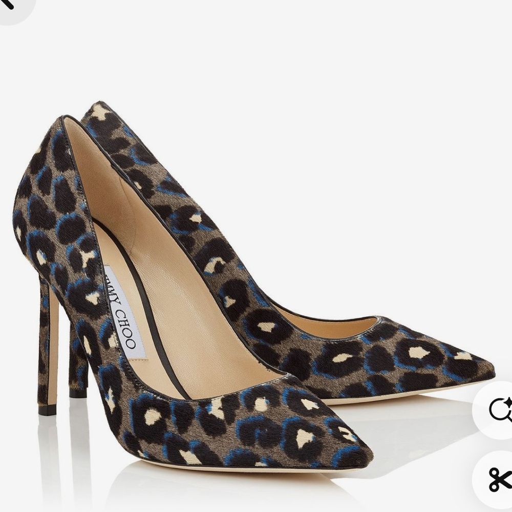 Jimmy Choo Blue leopard print pony pumps Size 39 Great Condition
